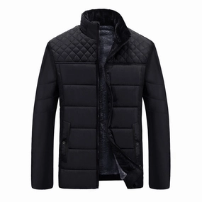Men's Plush Thickened Parkas Stand Collar Winter Jacket Elasticized Edging Durable Color Retention