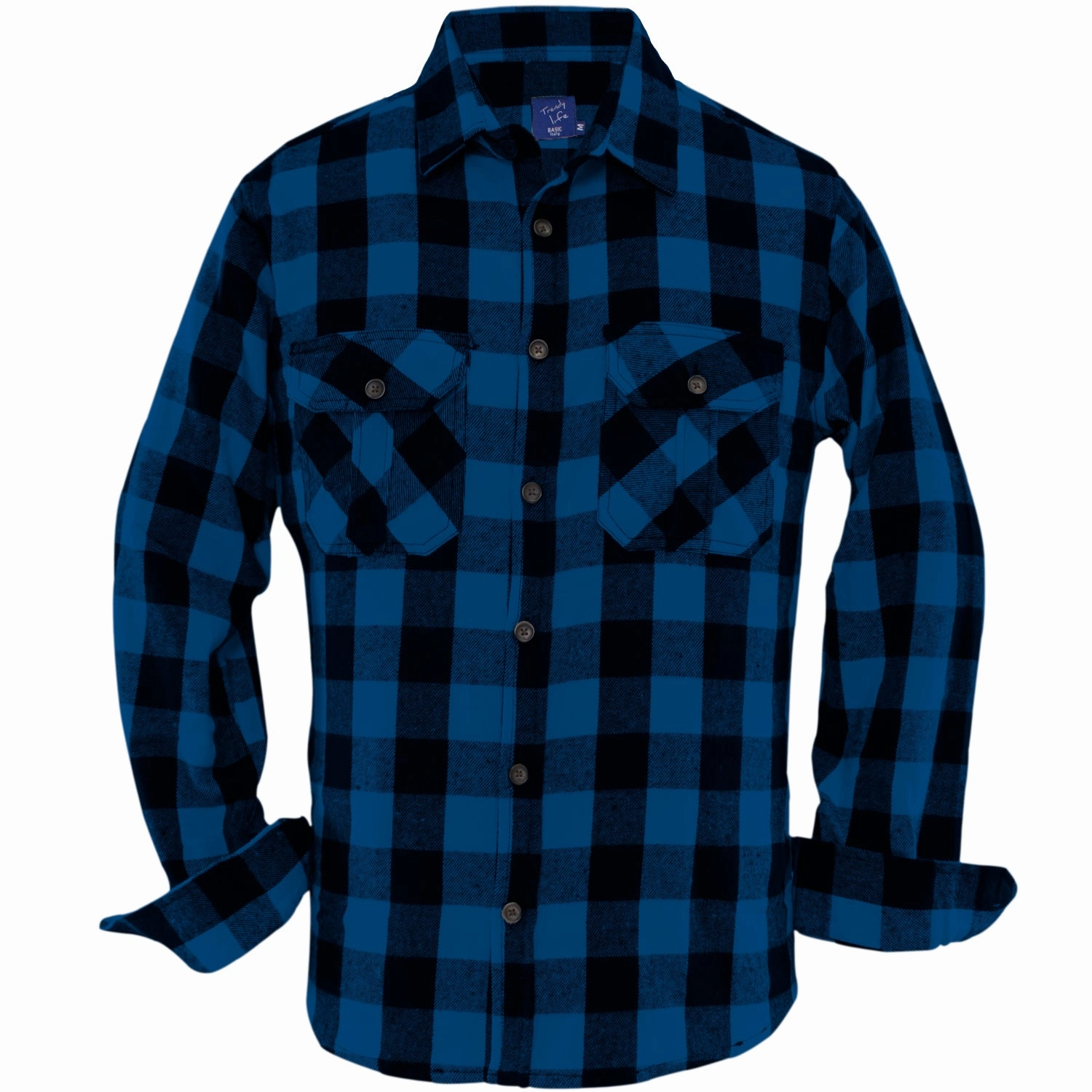 Simple Dress Men's Relaxed Fit Buffalo Plaid Long Sleeve Flannel Shirt P112