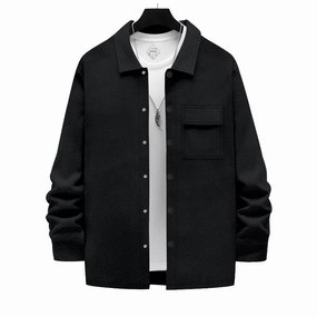 Outdoor Adventure Ultra Flexible Men's Retro Casual Jacquard Knitted Lapel Shirt Jacket