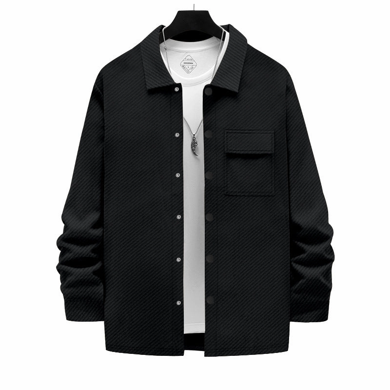 Outdoor Adventure Ultra Flexible Men's Retro Casual Jacquard Knitted Lapel Shirt Jacket