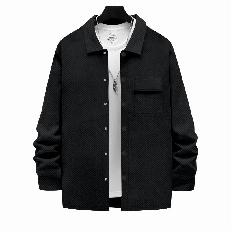 Essential Casual Look Men's Retro Casual Jacquard Knitted Lapel Shirt Jacket