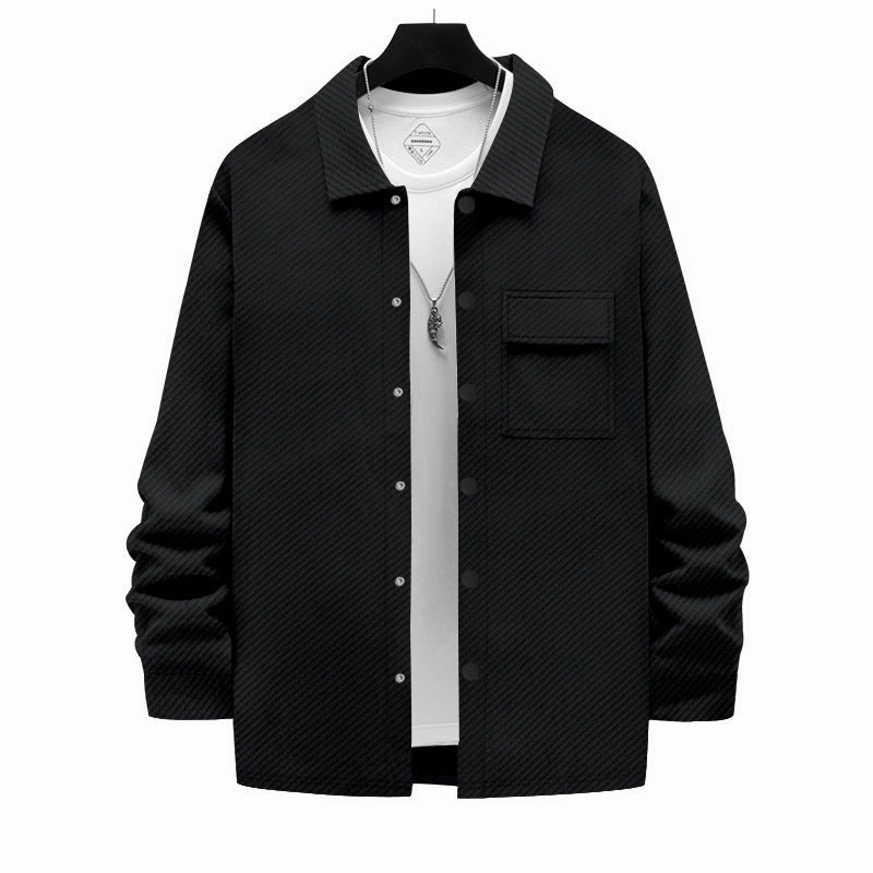 Men's Retro Casual Jacquard Knitted Lapel Shirt Jacket Slim Silhouette