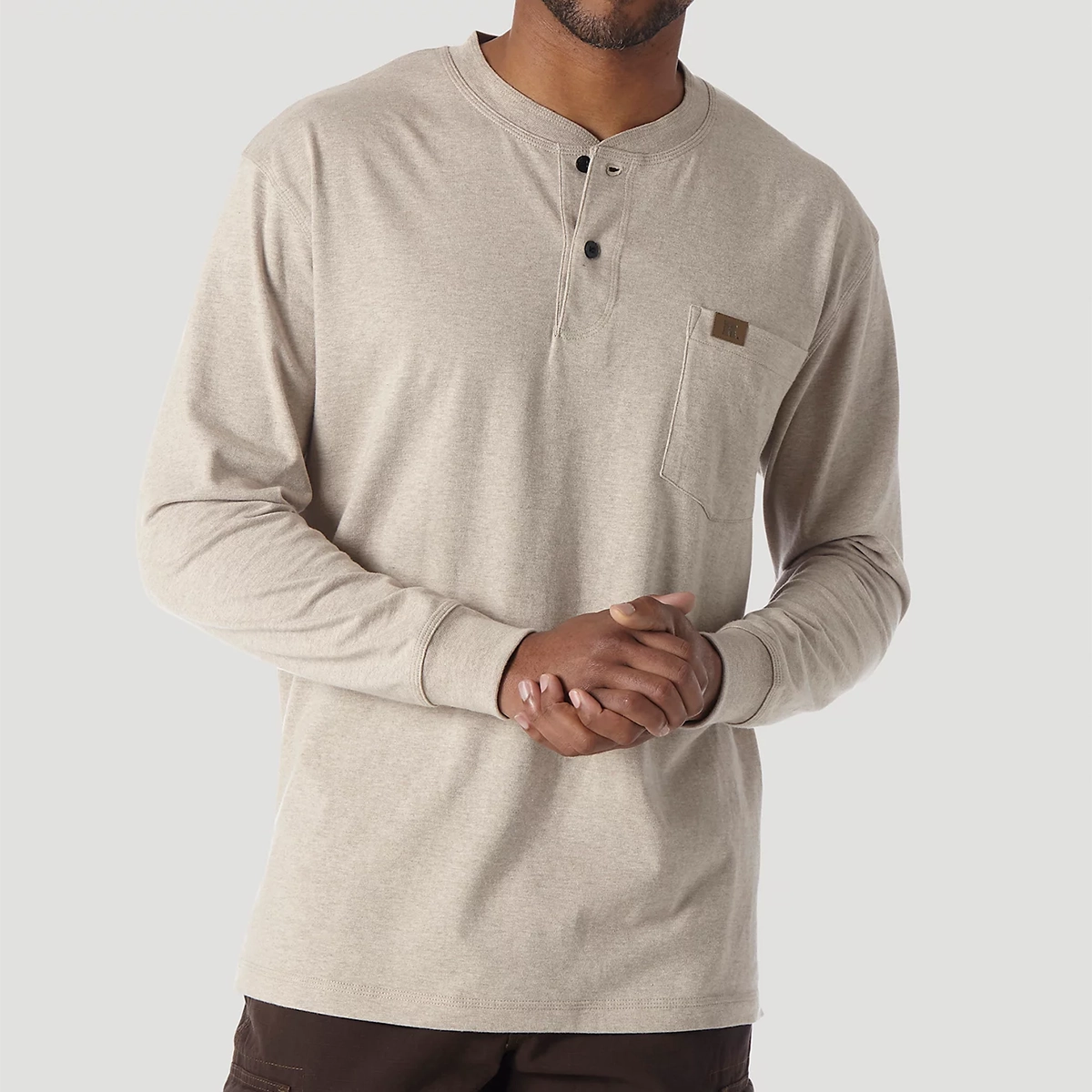 Men's Riggs Workwear Long Sleeve Solid Henley 3W750 Bold Step