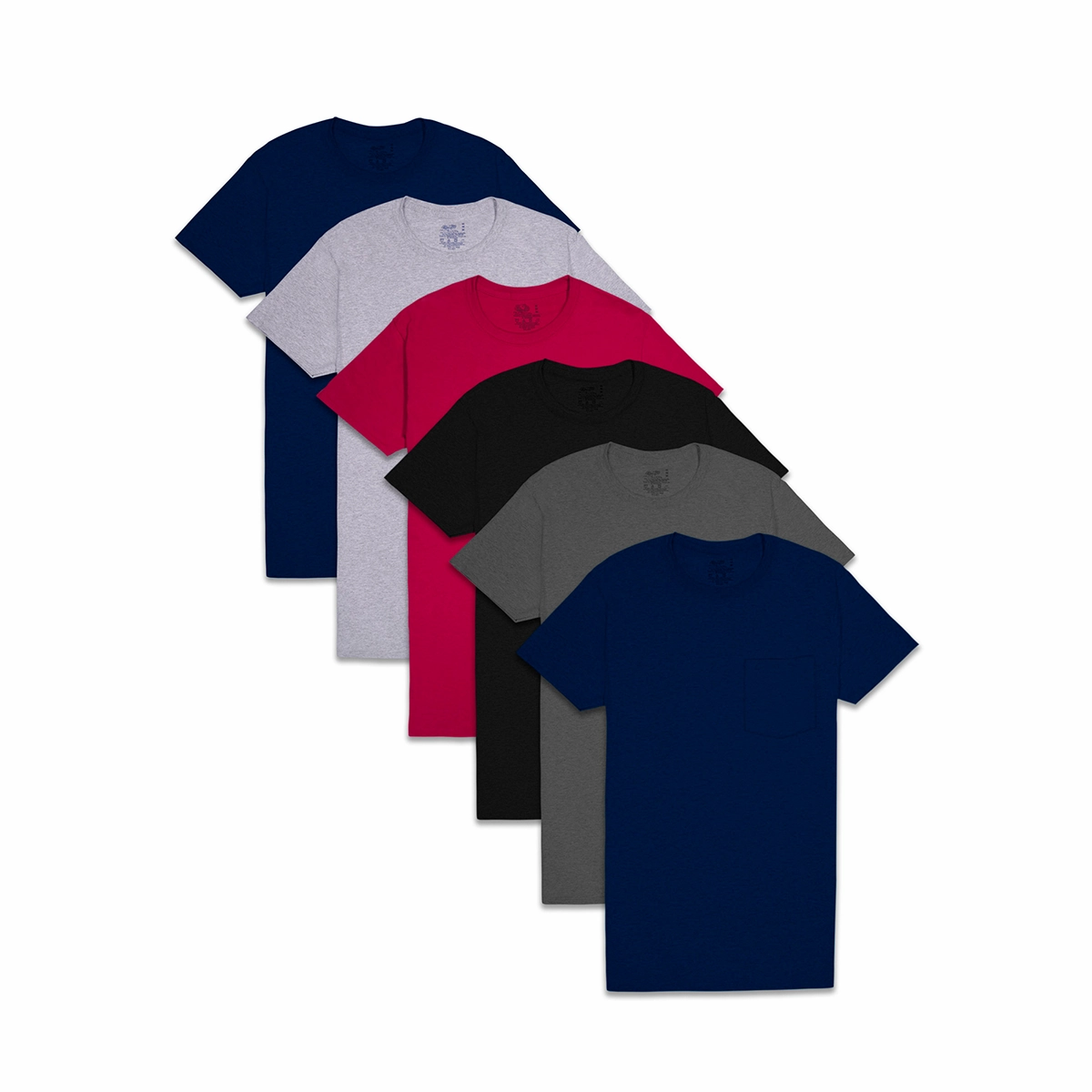 Men's Short Sleeve Fashion Pocket T shirt 6 pk 6P30BG Flex Fit Layered Look