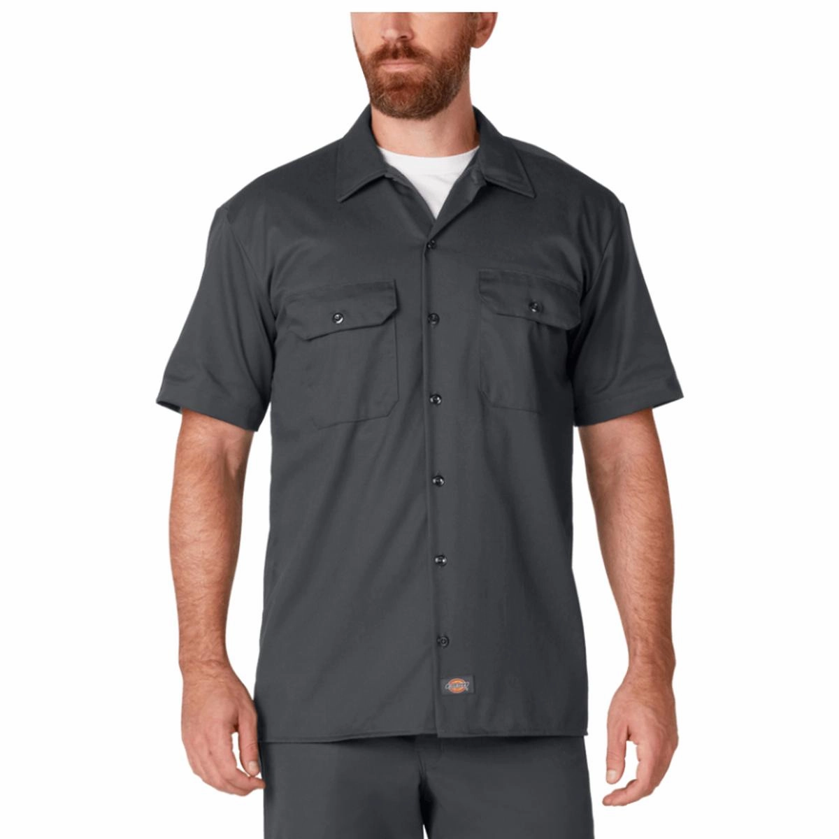 Men's Short Sleeve Work Shirt D1574 Flexible Fabric Blend
