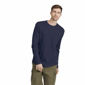 Men's Soft Merino Long Sleeve Tee - Deep Navy Classic Mode Glitter Glow