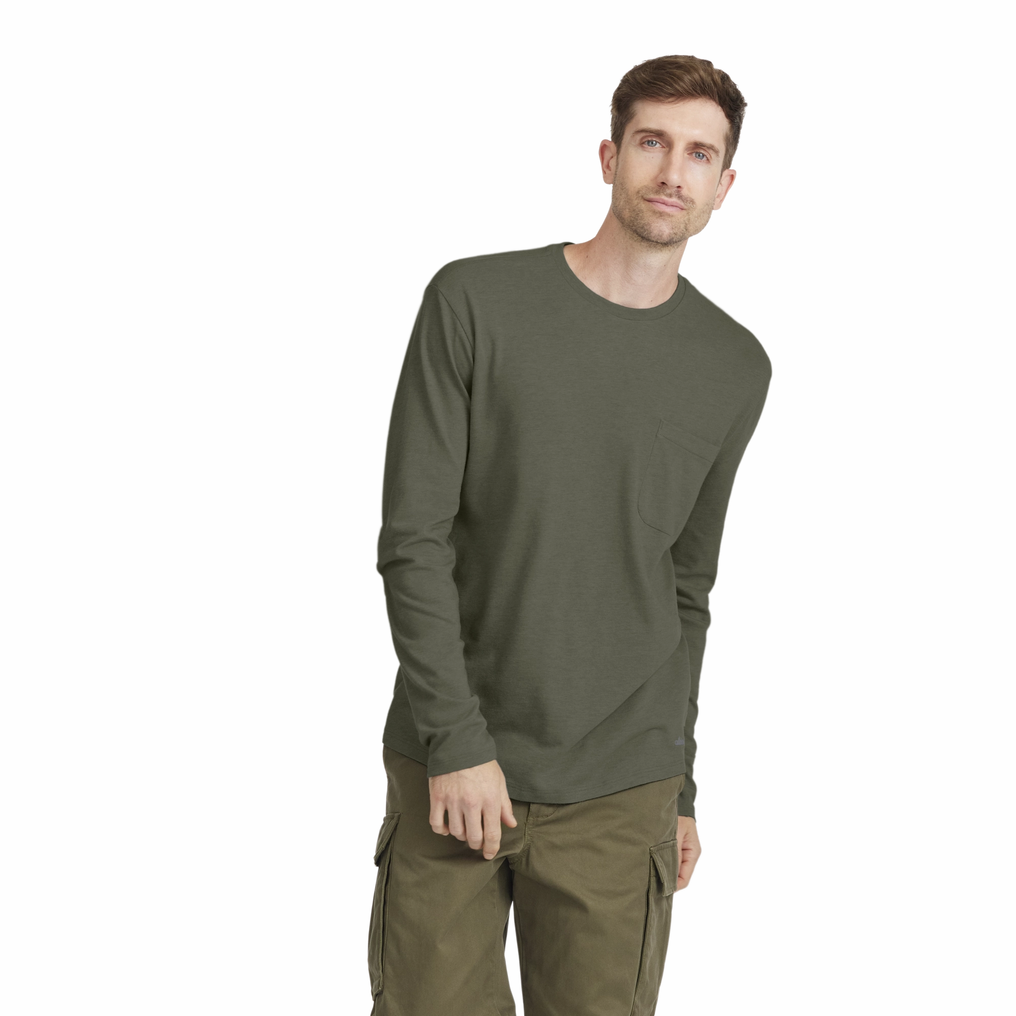 Men's Soft Merino Long Sleeve Tee - Thunder Green Relaxed Wear SeamFreeEngineering