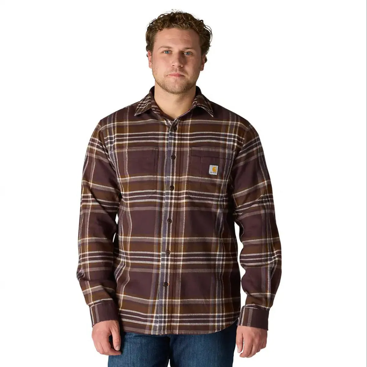 Men's Big and Tall Rugged Flex Long-Sleeve Plaid Shirt 107010 Casual Footwear Lounge Wear