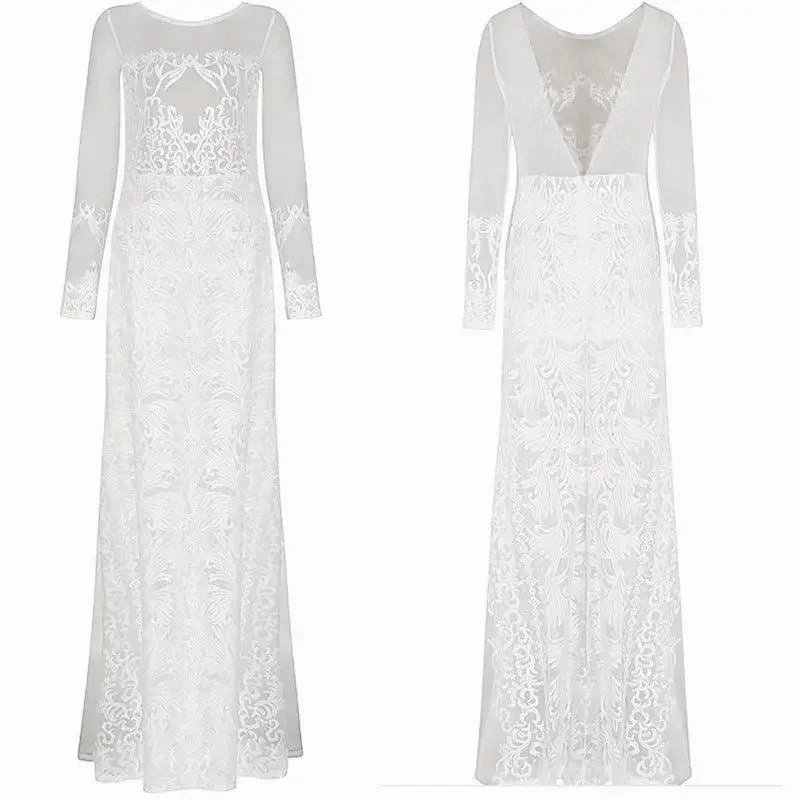 Chilly Comfort Mesh Embroidery Wedding Dress