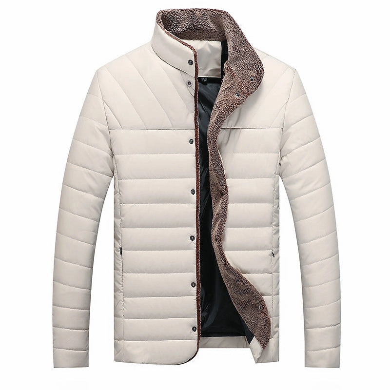 Mid-length Cotton-padded Coat Men's Korean-style Stand Collar Slim Fit Warm snowboarder Modern