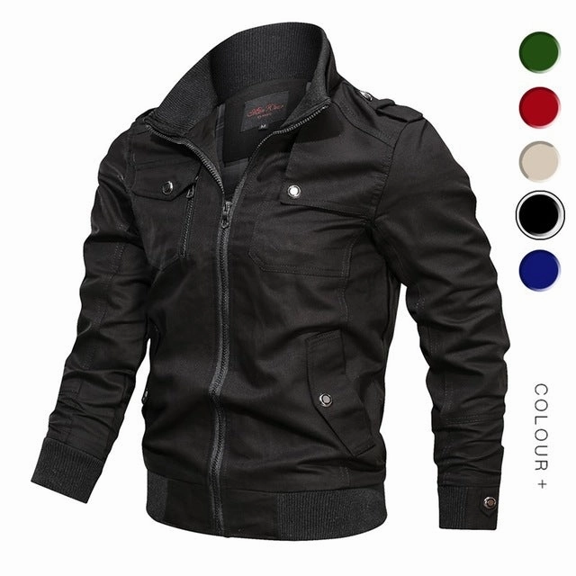 Non Restrictive Armholes Midweight Layer Military Jacket Men Spring Autumn Cotton Windbreaker
