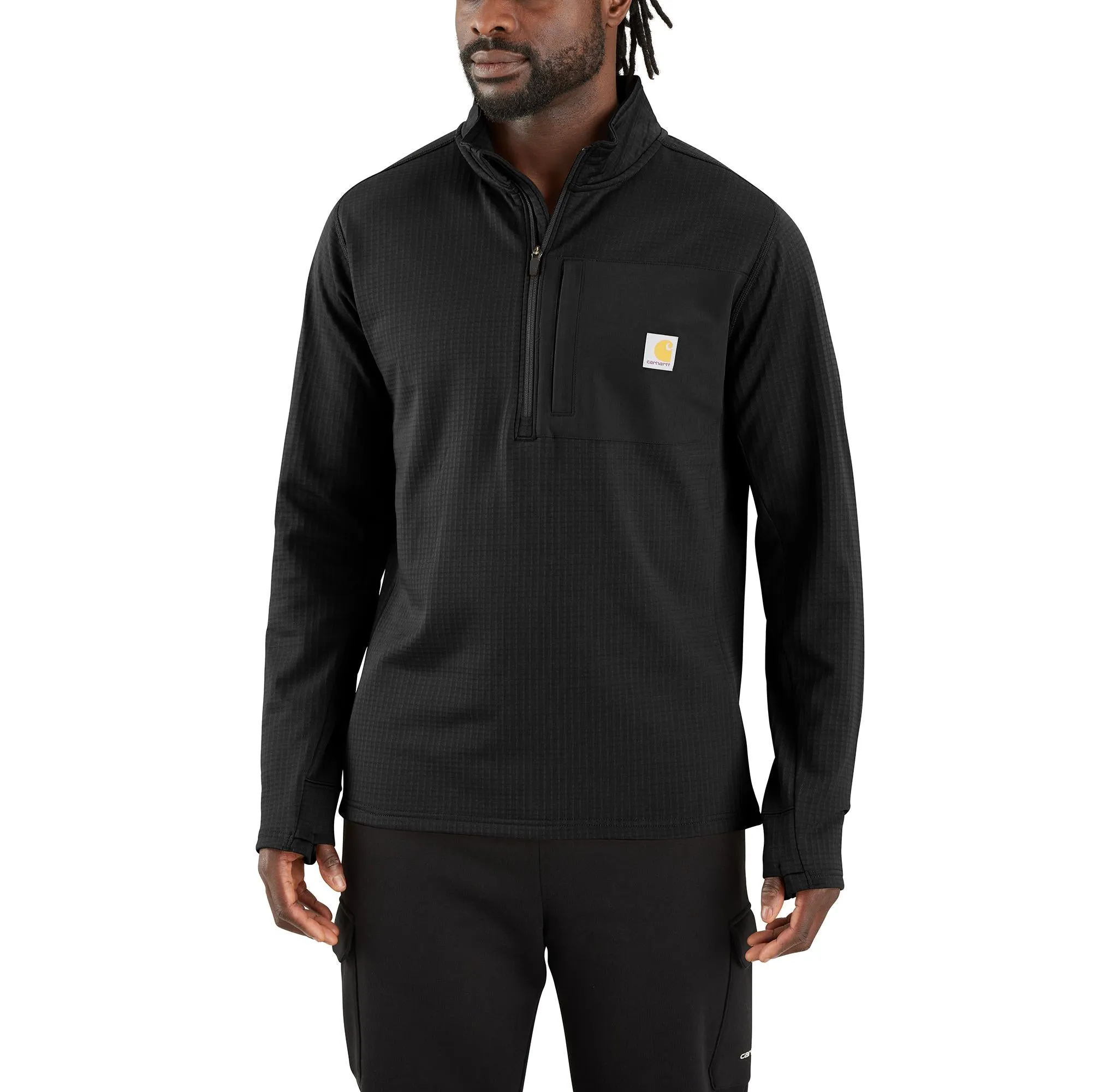 Men's FORCE Half-Zip Fleece-Lined Long-Sleeve Shirt 106423 Sustainable Manufacturing Energy Mood