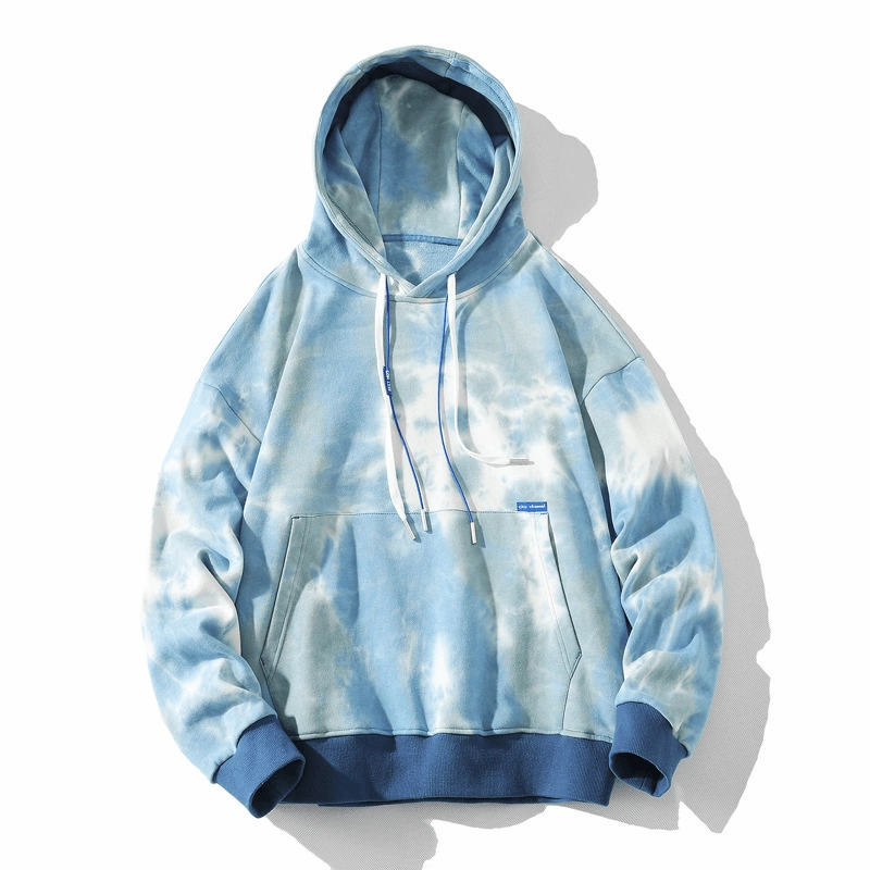 High Gram Hooded Tie Dye Sweatshirt Hip Hop Loose product quilted lining comfort Warm Layering