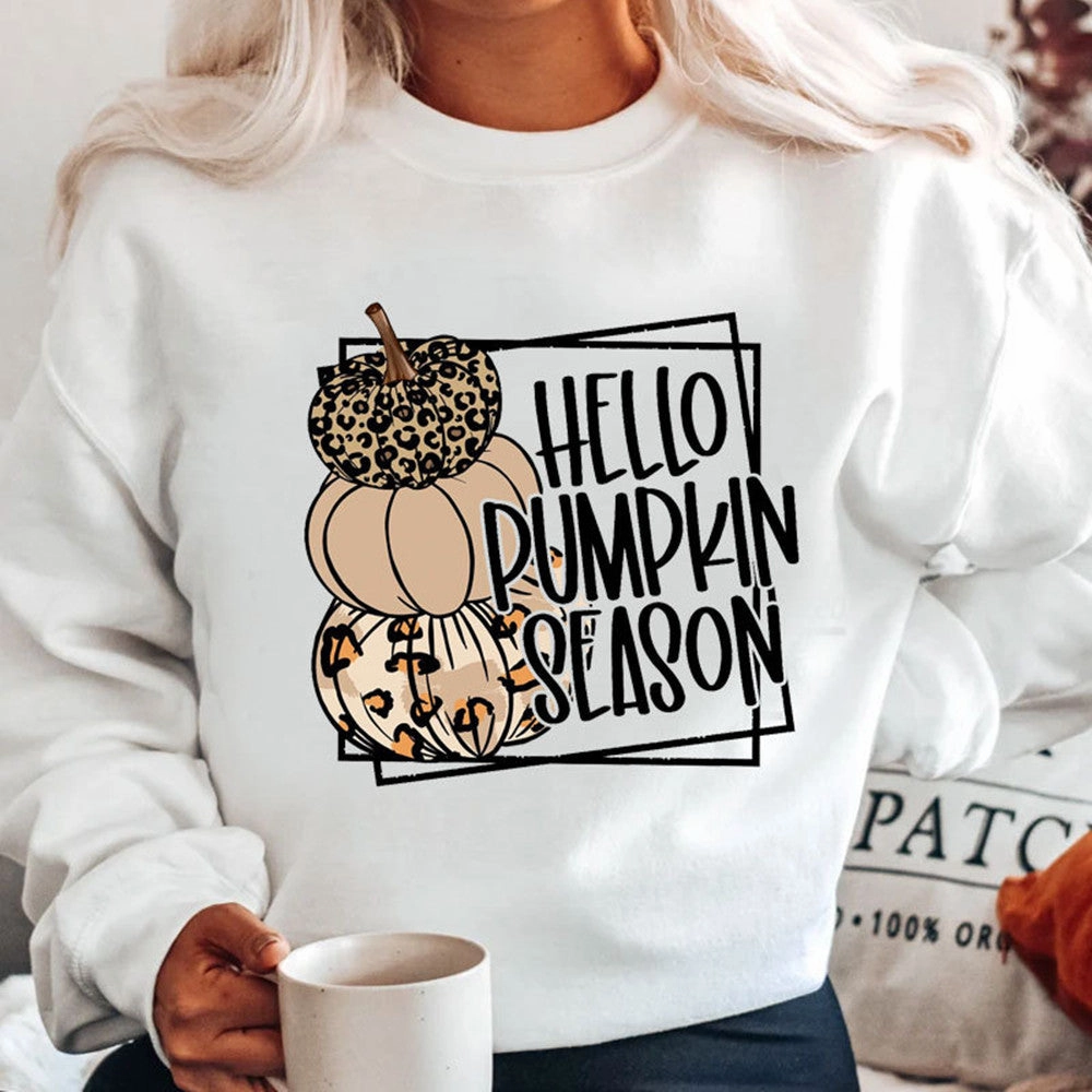 sock accents Halloween Printed Sweater Women's Round Neck Long Sleeve