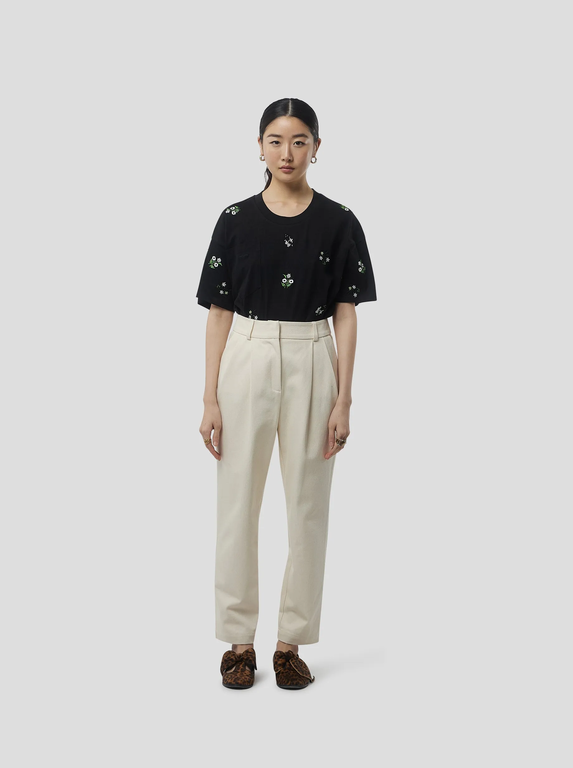 T-SHIRT ATLAS BROD?? EN COTON NOIR Effortless Wear Fit Sleek Fit