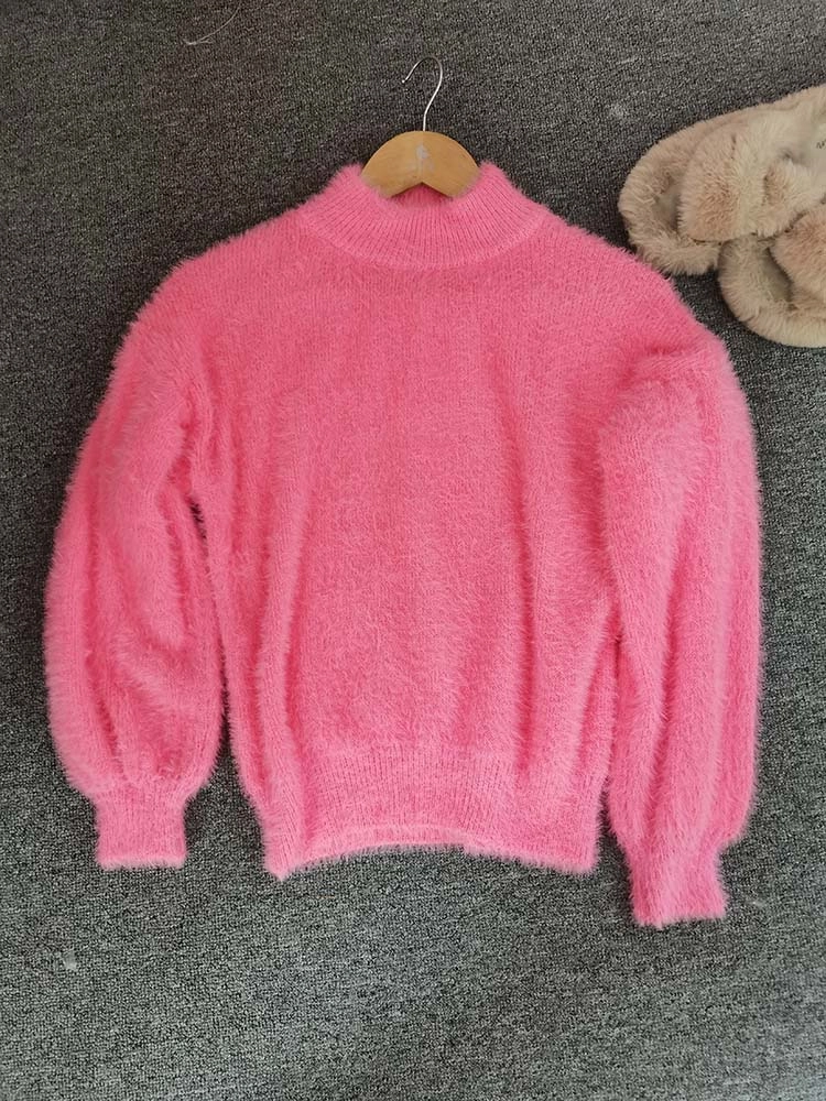 Soft Touch "Mohair" -Thicken Turtleneck-Fashion Lantern Sleeve -Pullover