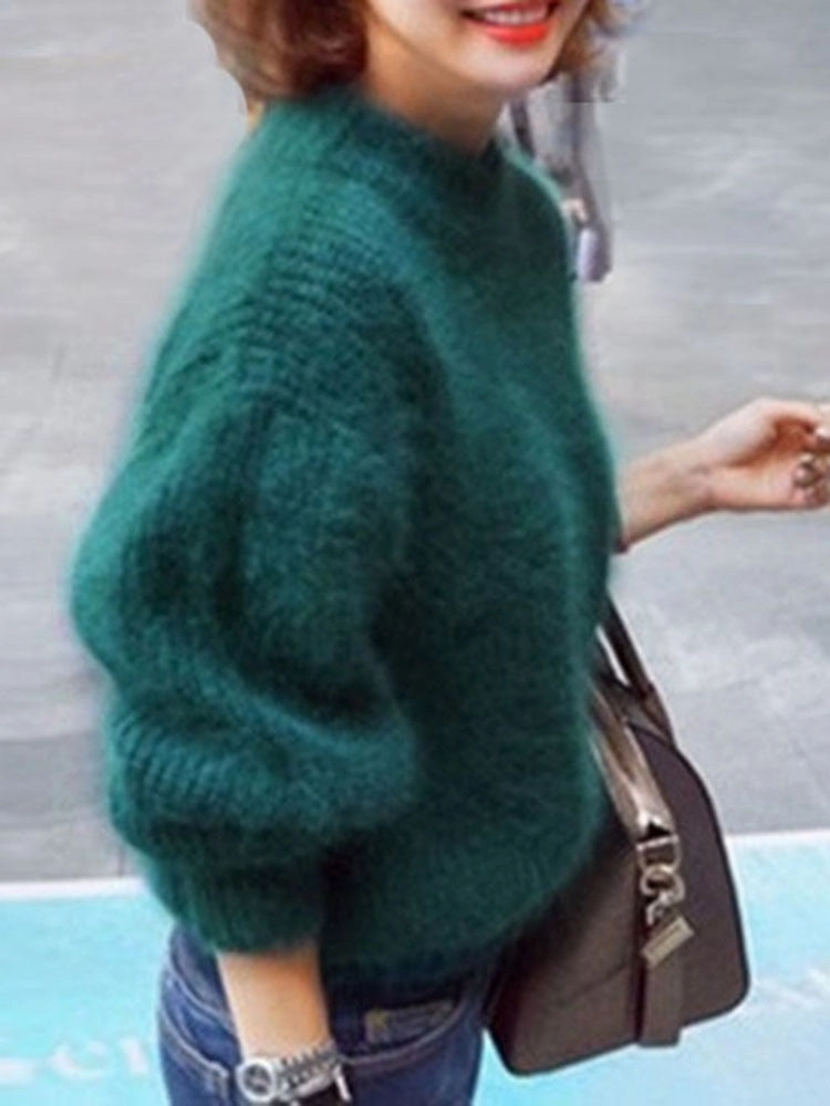 Premium Quality "Mohair" -Thicken Turtleneck-Fashion Lantern Sleeve -Pullover