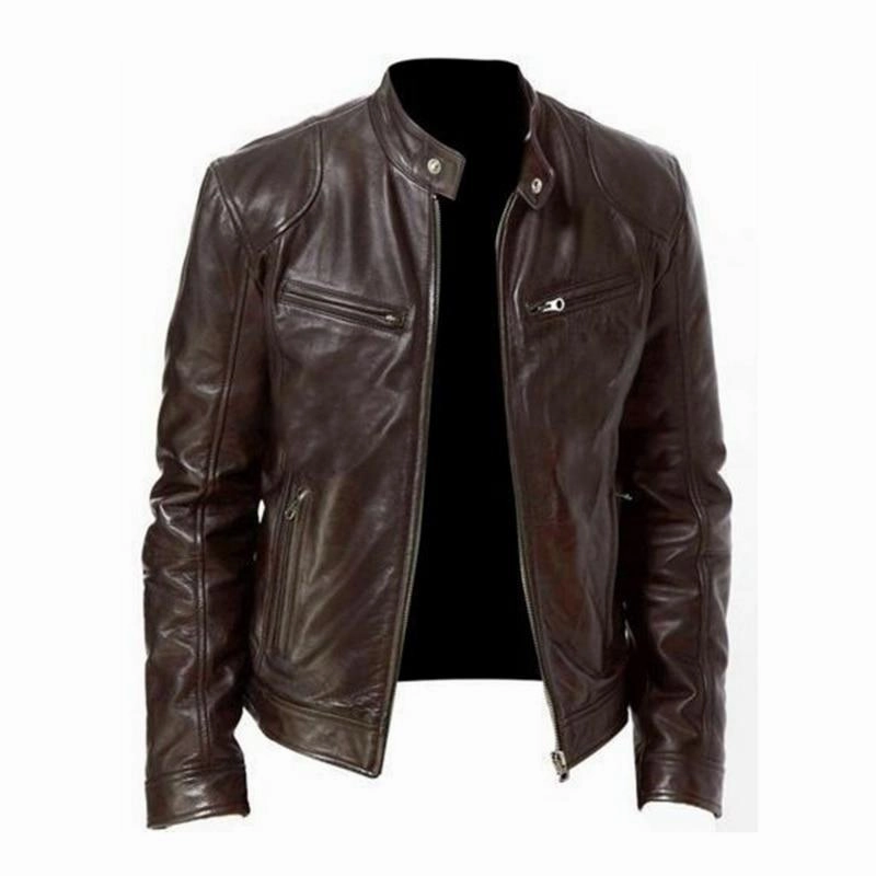 West Louis? Motorcycle Street Style Leather Jacket Pattern Accent Everyday Essential