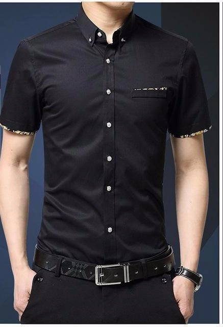 TearResistant Fabric Relaxation Wear West Louis? Short Sleeve Slim Fit Cotton Shirt