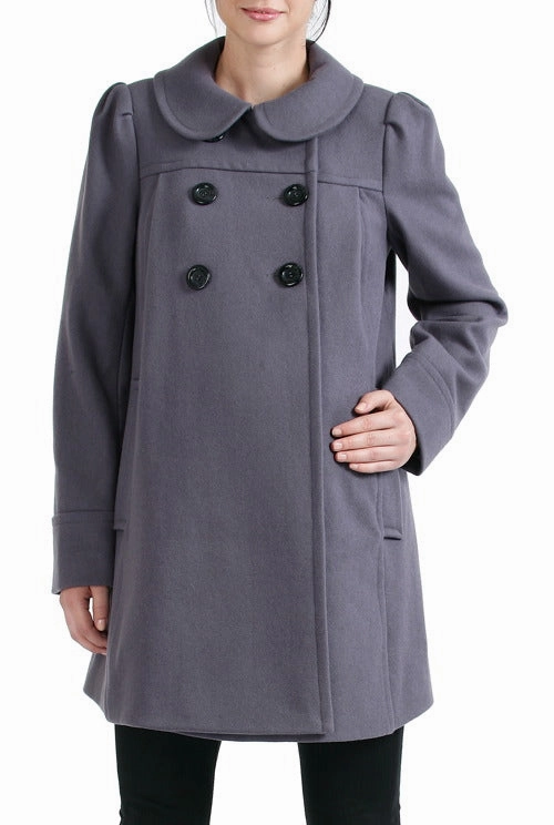 Momo Maternity Women's 'Natalie' Wool Blend Peter Pan Collar Coat Multi Pocket heavy duty fabric