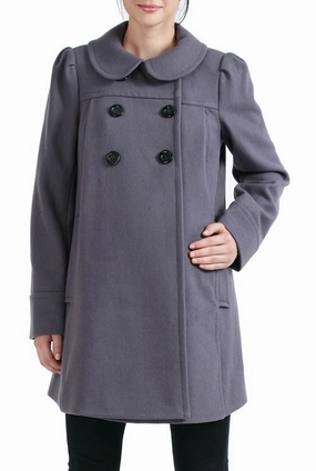Momo Maternity Women's 'Natalie' Wool Blend Peter Pan Collar Coat Multi Pocket heavy duty fabric