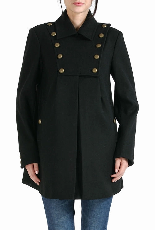 Ergonomic Armhole Cut Softshell Coating Momo Maternity Women's 'Stella' Military Style Wool Blend Coat