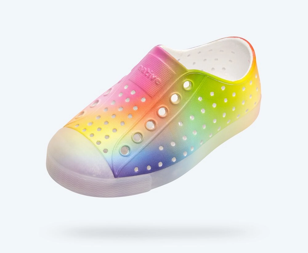 Padded Base Native Jefferson Print Shoes - Shell White/ Translucent/ Rainbow Blur