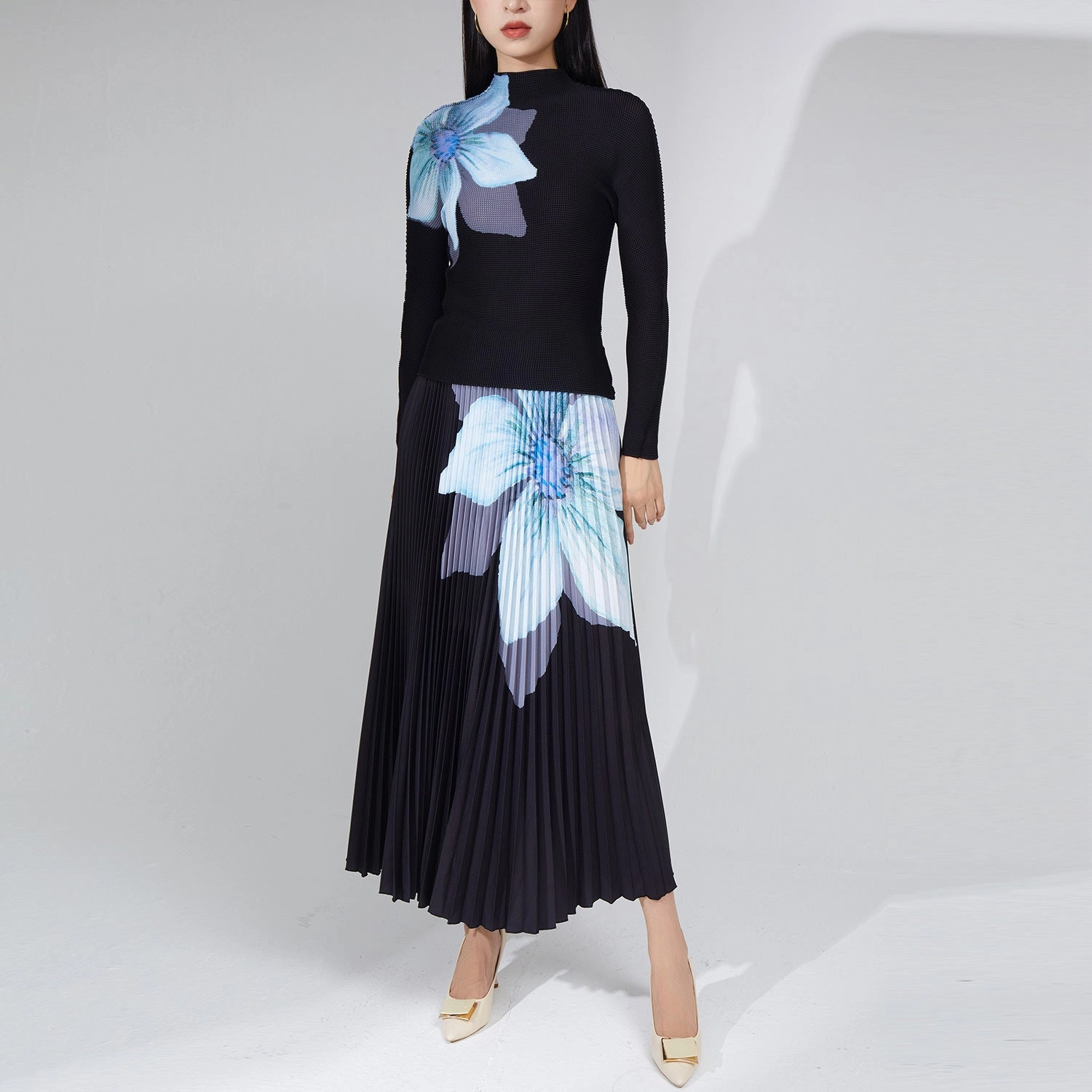 Luxury Date Women's Clothing Amazon Autumn Fashion Pleated Skirt Two-piece Suit