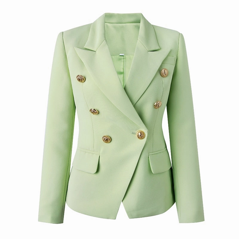 Odor Resistant Treatment Shrink resistant New Candy Color Mint Women Jacket Quality Double Breasted Bodycon Fall Lady Blazer