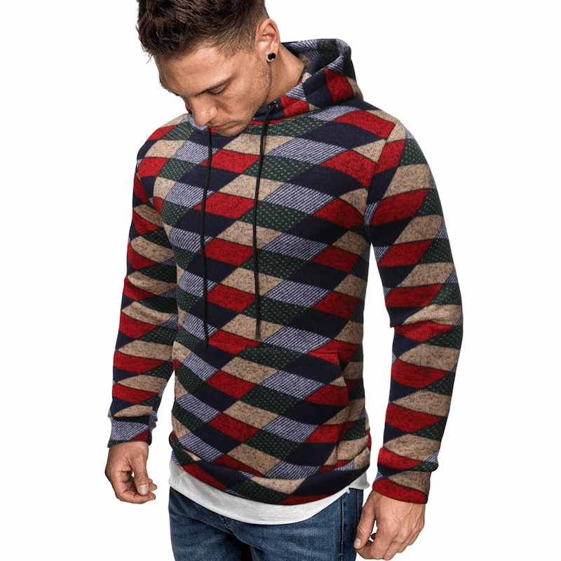 New Men'S Hip-Hop Christmas Plaid Hooded Sweater product skiing suitability eyewear accents