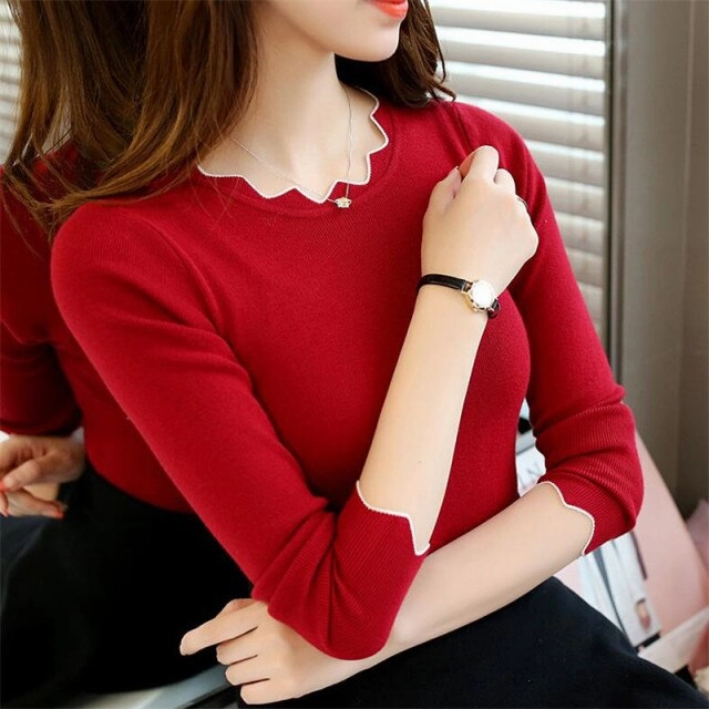 2021 autumn new women sweaters women head set inside long-sleeved sweater Slim bottoming shirt Windproof Construction