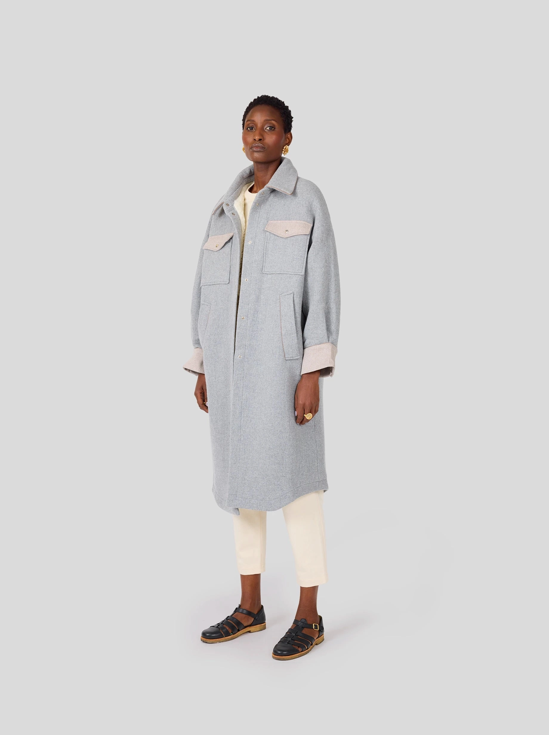 NonIrritatingSeams Manteau Marines en lainage et cachemire Plomb