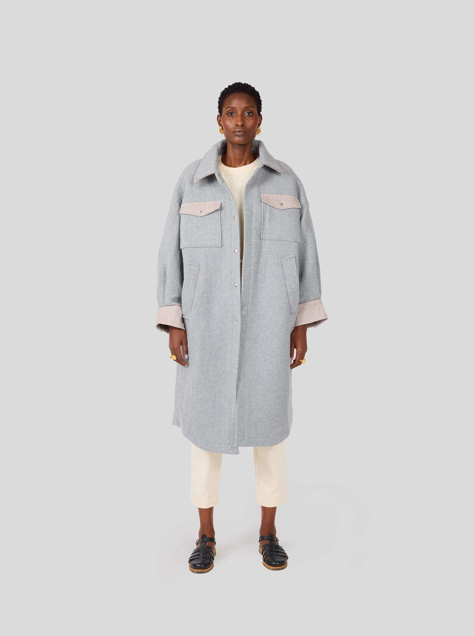 Friction Resistant Balanced Insulation Manteau Marines en lainage et cachemire Plomb