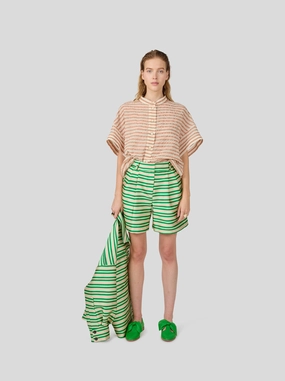 Short Beckett en toile ray??e Bold verte picnic clothes Breeze Flow