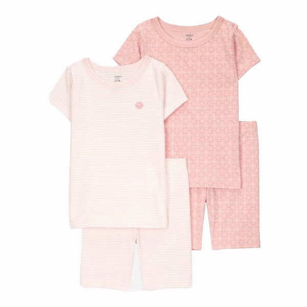 Girls' 4-Piece Short-Sleeve Seashell Pajama Set 3S384010 SmoothInnerLining SlipResistantWaistband