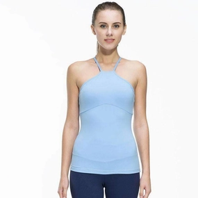 Stretch waistband Tear Resistant Stitching Fitness Women Sleeveless Shirts Jogging Vest Gym Sports Running Clothes Tight Yoga Top with Breathable Quick Dry Spandex