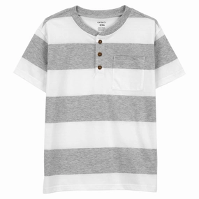 Comfortable fit Boys' Striped Jersey Henley 2Q512