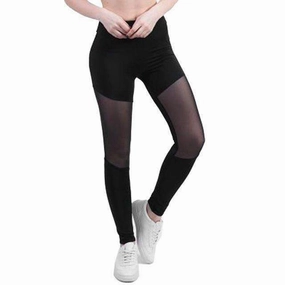 OUTAD Sport Leggings Women Fitness Athletic Leggings Stitching Mesh Breathable Stretchy Slimming Sports Trousers for Yoga Abrasion Resistant Design massage parlor