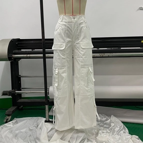 Overalls Women Solid Color Multi-pocket Loose Straight Tube Easy Pairing