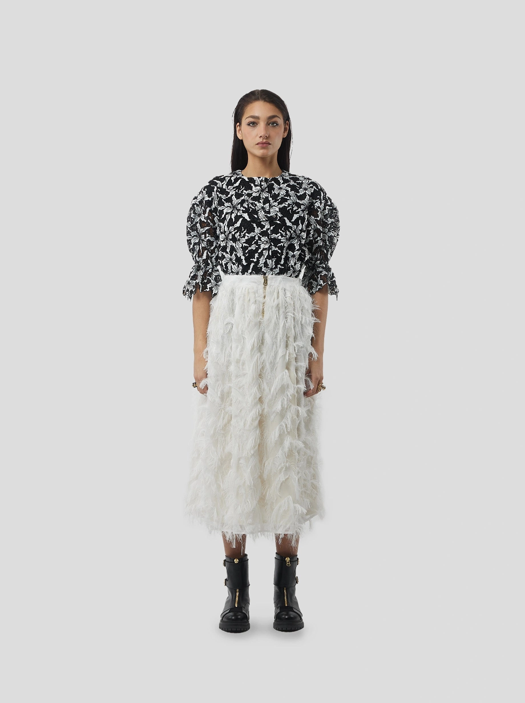 Jupon Orso en plume blanche Double Layered Design Layer Combo