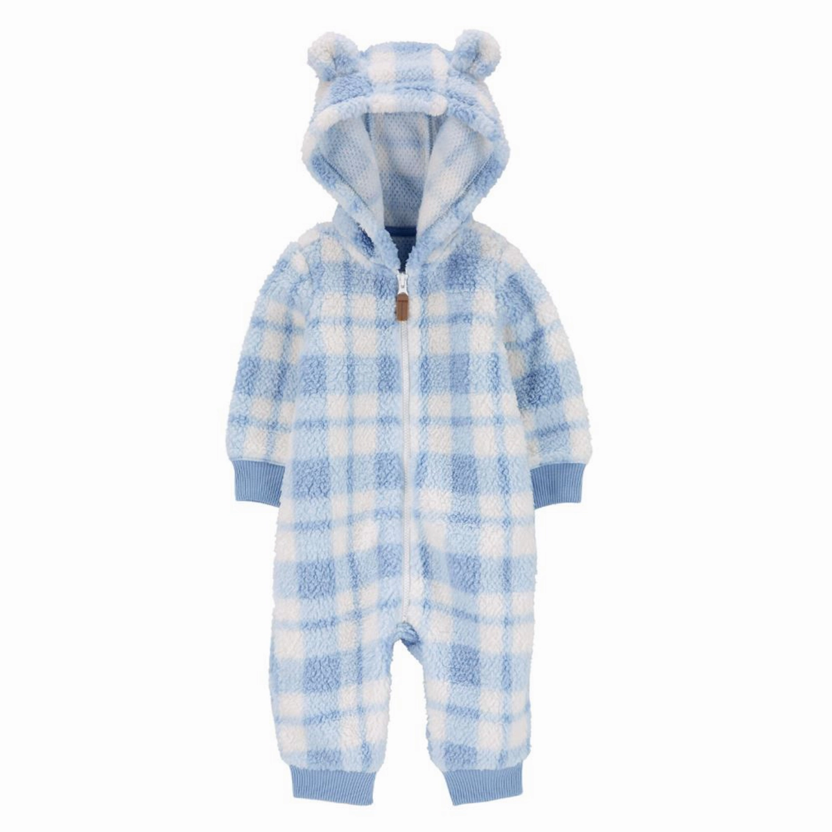 Baby Boys' Plaid Hooded Fuzzy Jumpsuit 1R963310 Run Ready