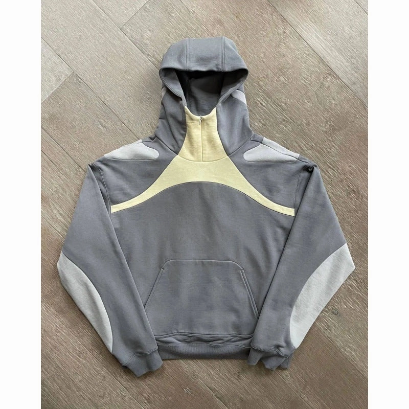 Patchwork Irregular Harajuku Pullover Oversized Long Sleeve Stylish Fit Cotton Blend