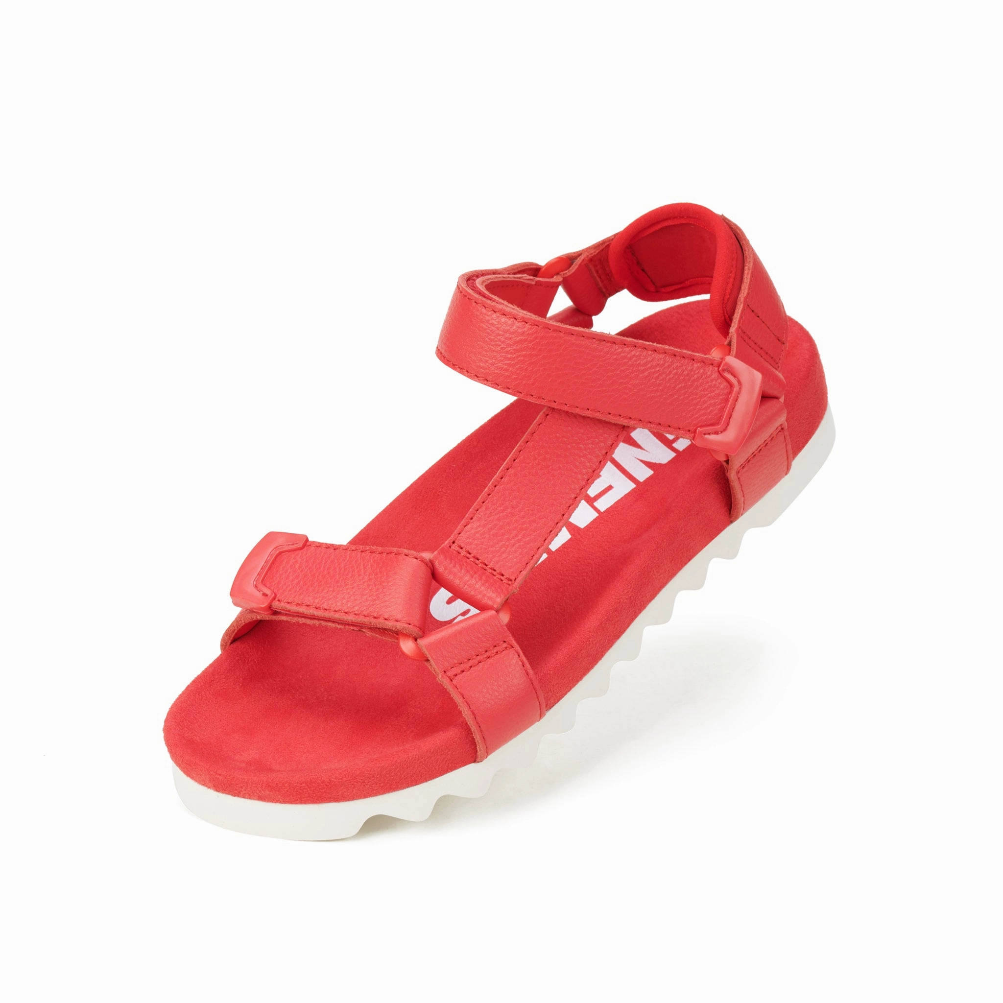 buckle Canvas Material Sandal Tooth Wedge Fiesta Red