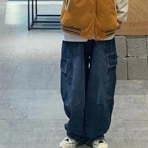 Dark Blue Jeans Women's American Style Retro Beach Day Breathable Simple clothing