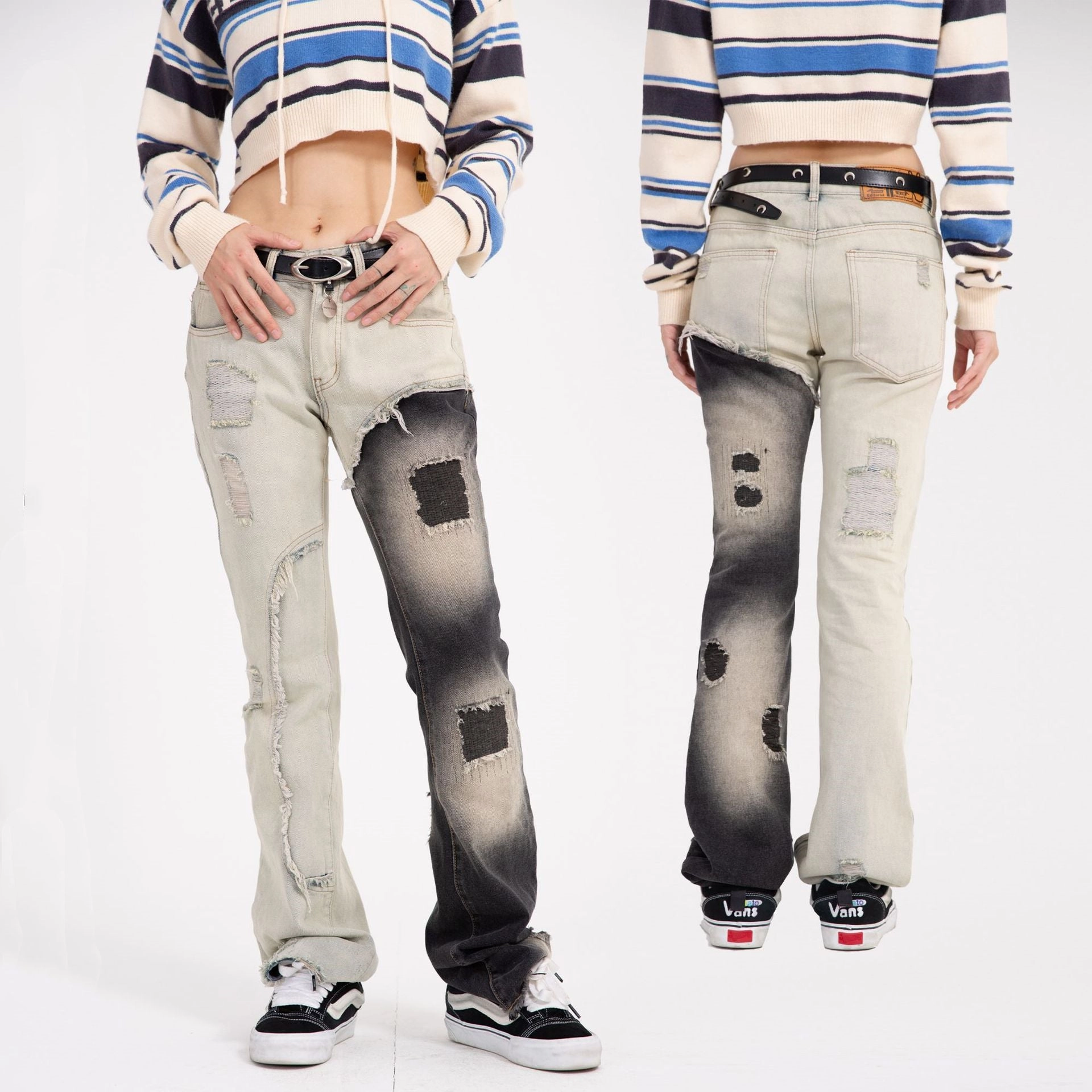 Fashionable Mandarin Duck Patched Jeans Female Versatile Design