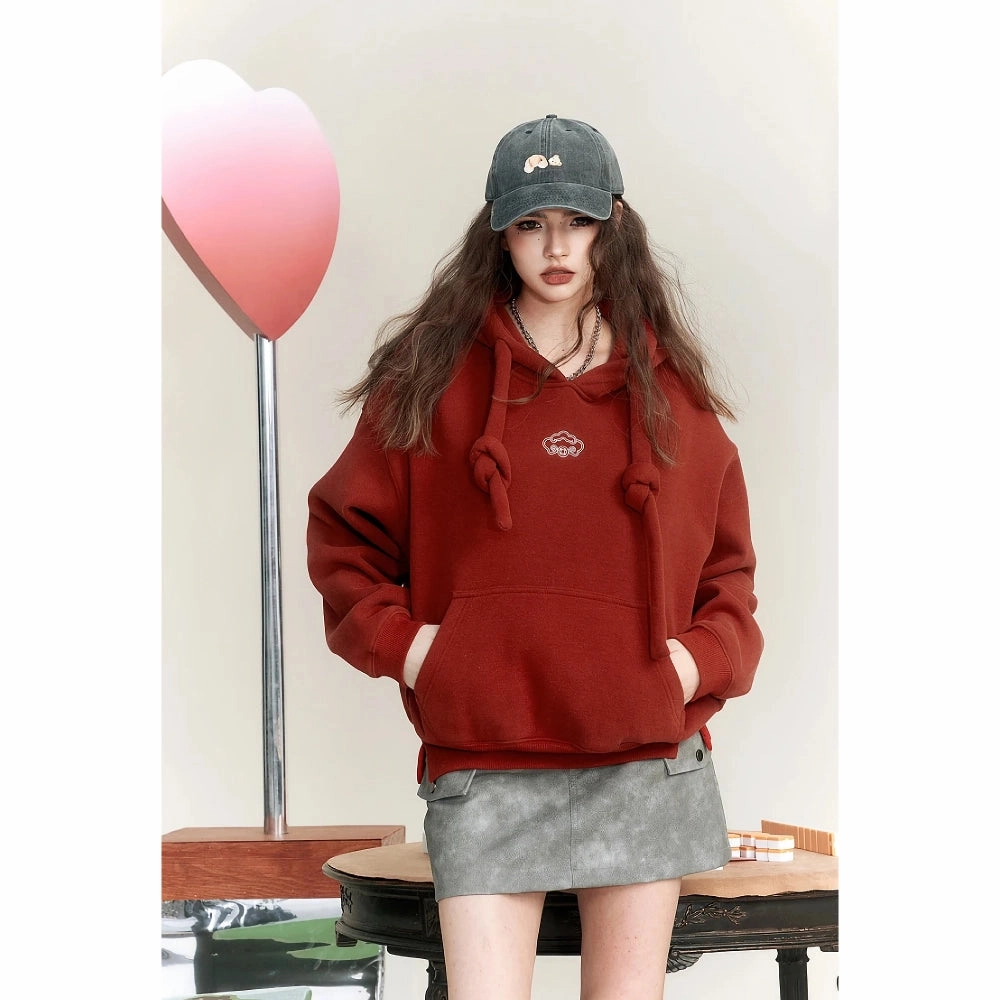 Plus Size Geometric Pattern Hooded Fleece Hoodie HighElasticity Thread