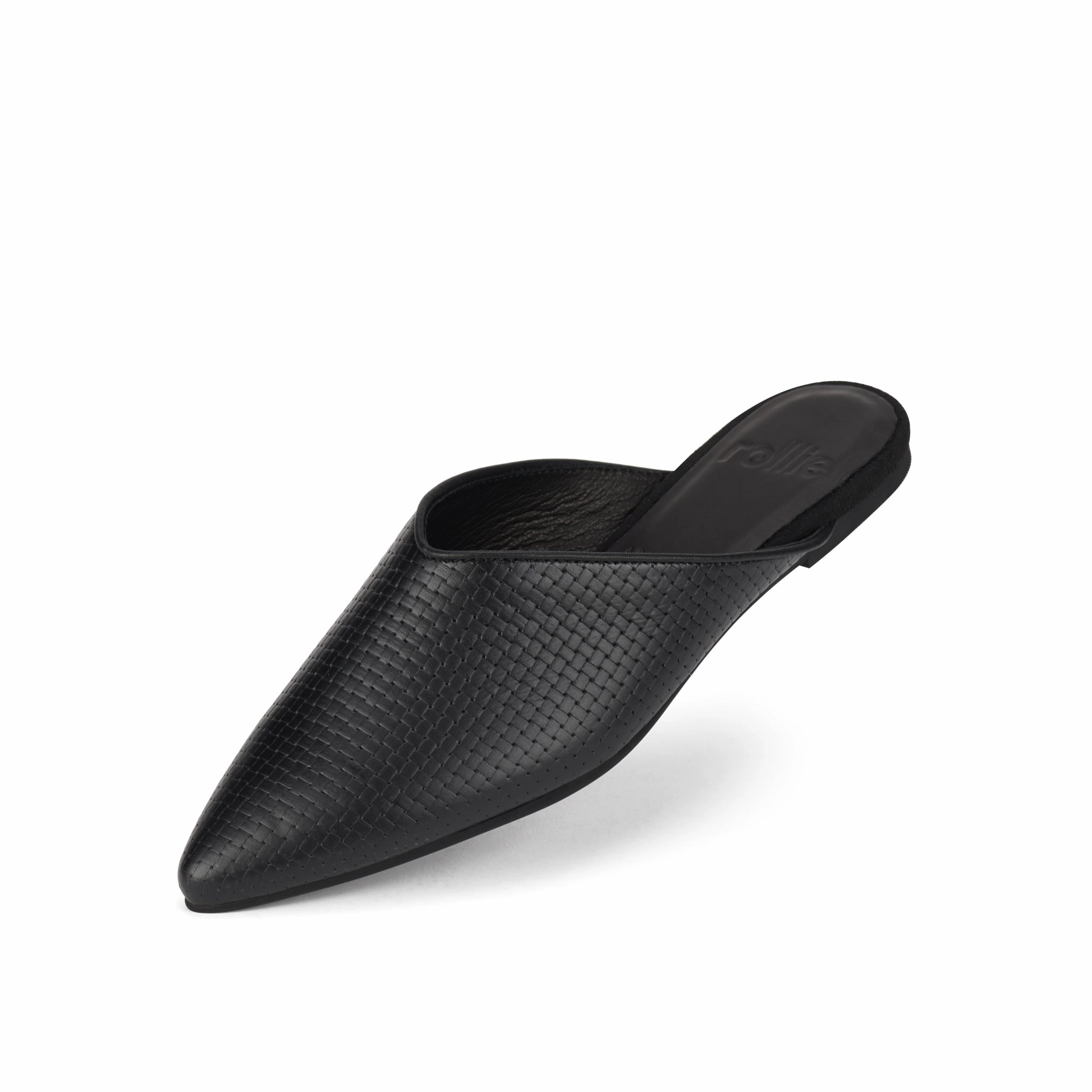 Pointed Mule Embossed Black Drive Ease Low Effort