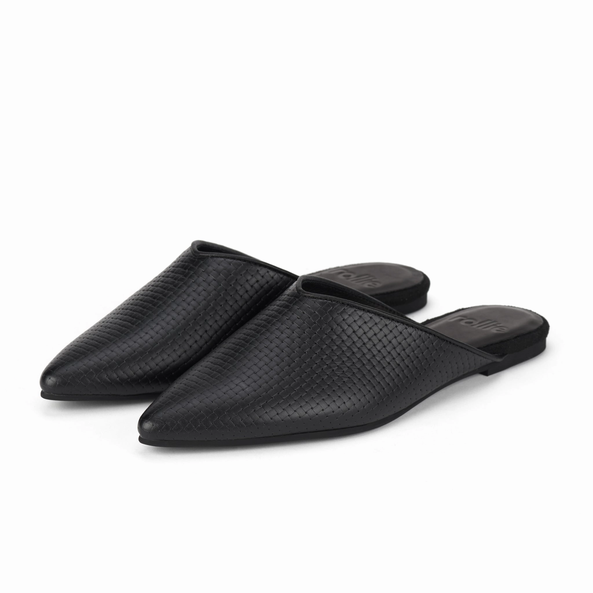 Pointed Mule Embossed Black Smooth Motion Drill Hike