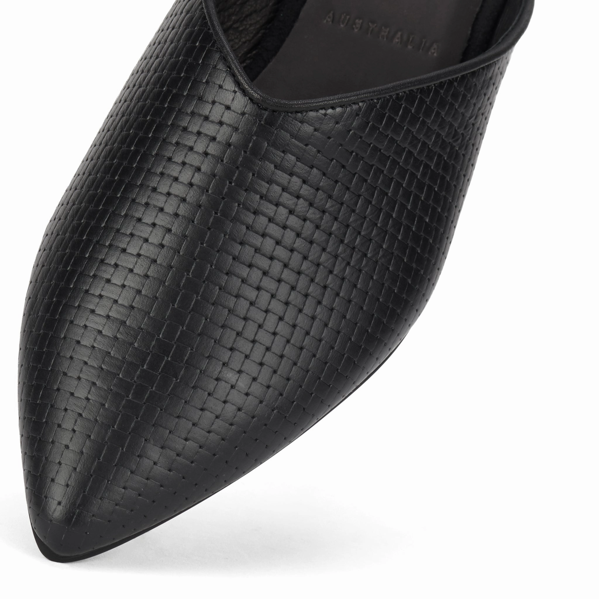 Pointed Mule Embossed Black Padded Tongue