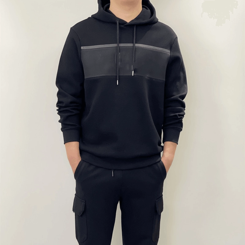 Outdoor Casual Loose Letter Printing Pullover Hooded Sweater Men Tassel accents product marbled pattern